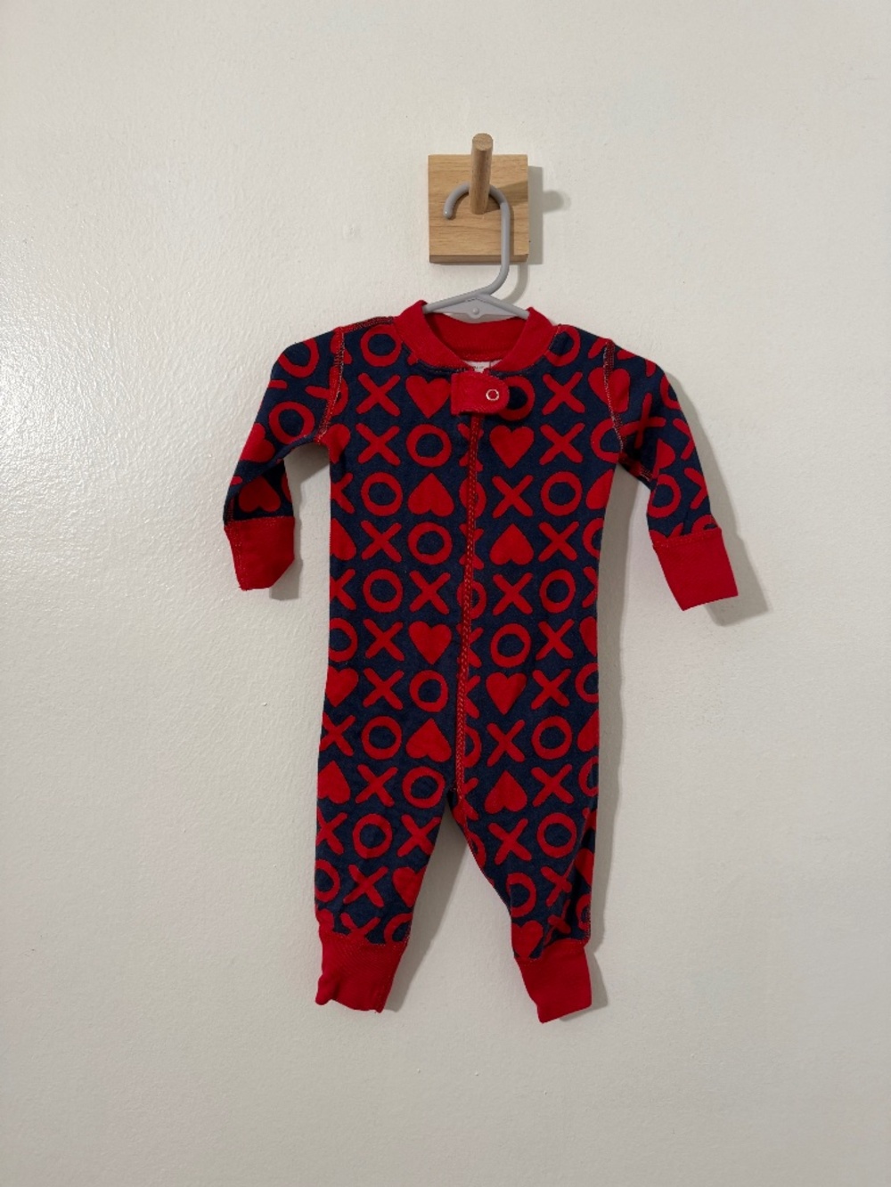 Hanna Andersson XOXO Valentines Day One Piece Pajama Red Navy 3-6 Month
